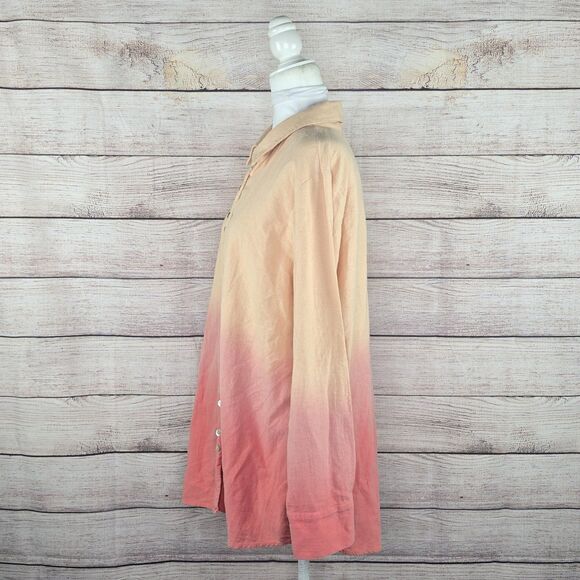 Soft Surroundings Button Down Ombre Tunic Long Sleeve Shirt XL Petite - Picture 2 of 8